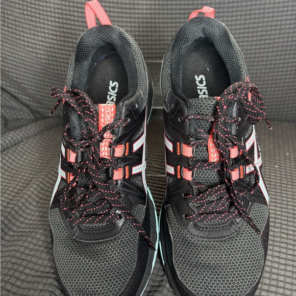 ASICS Women's Gel-Venture 8 Trail Running Black with Pink and Teal Highlights - Picture 3 of 6